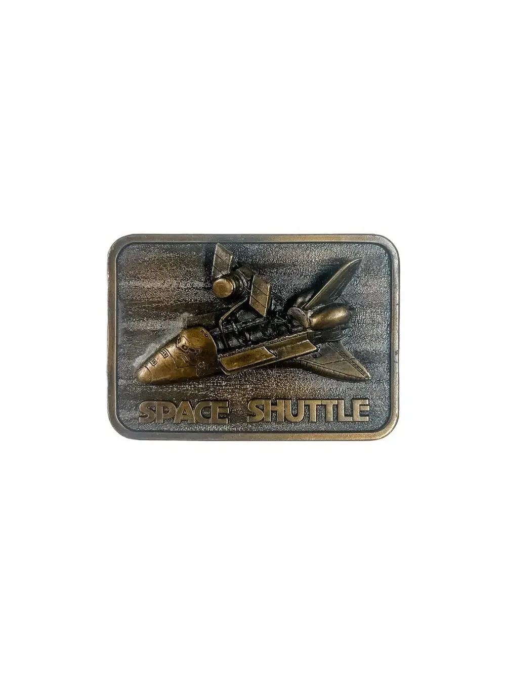 Vintage 1980 3D Space Shuttle Bronze Belt Buckle by Buckle Connection